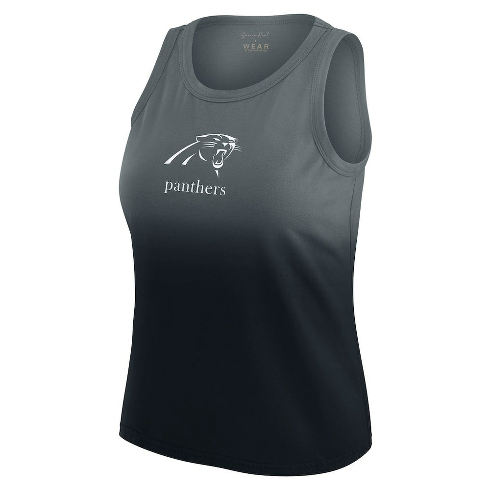 Carolina Panthers WEAR by Erin Andrews x Gracie Hunt Women's Ombre Tank Top Black | NFL