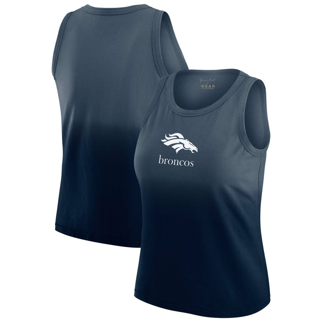 Denver Broncos WEAR by Erin Andrews x Gracie Hunt Women's Ombre Tank Top Navy | NFL