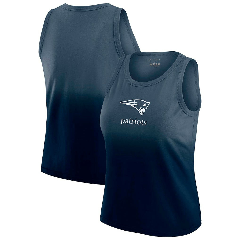 New England Patriots WEAR by Erin Andrews x Gracie Hunt Women's Ombre Tank Top Navy | NFL