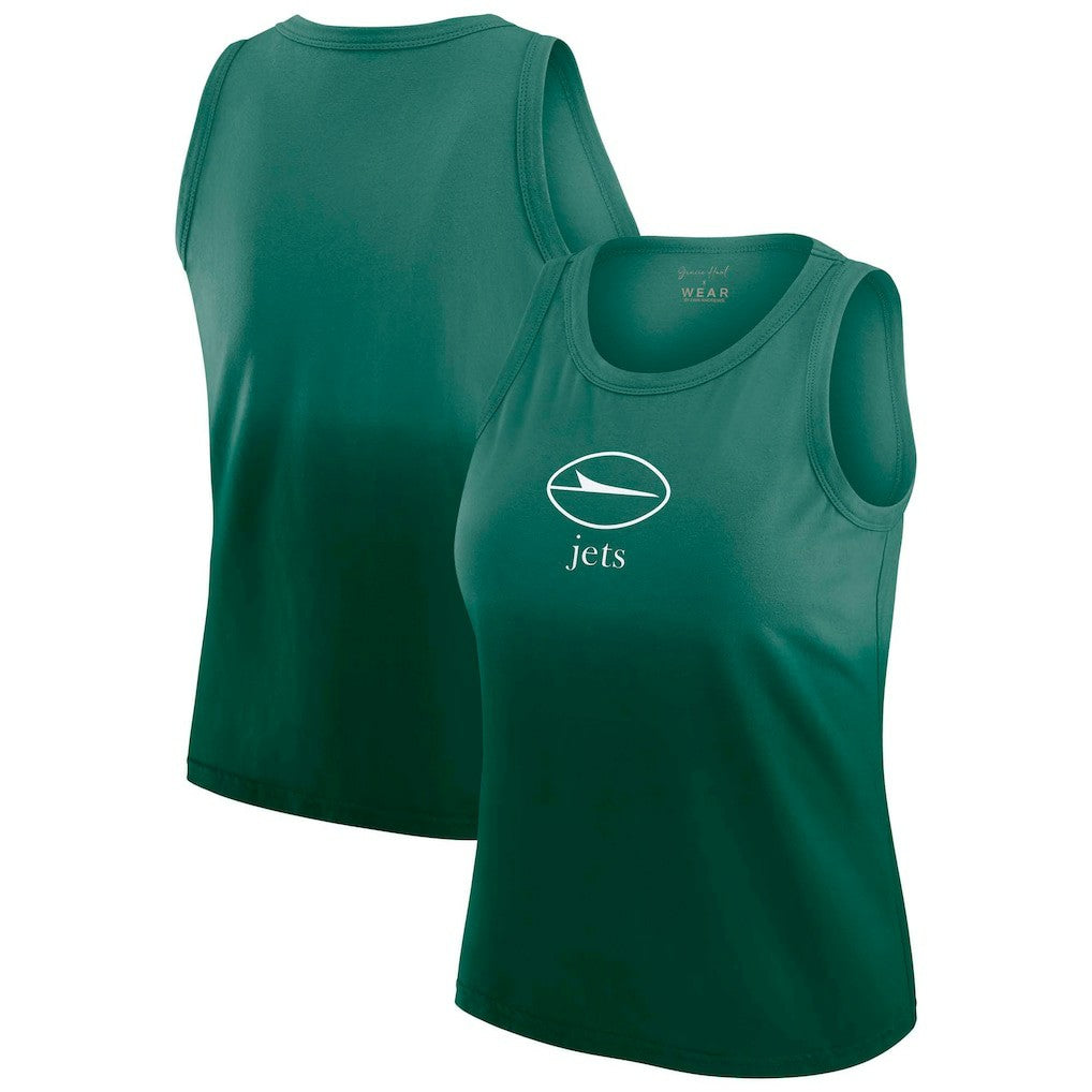 New York Jets WEAR by Erin Andrews x Gracie Hunt Women's Ombre Tank Top Green | NFL