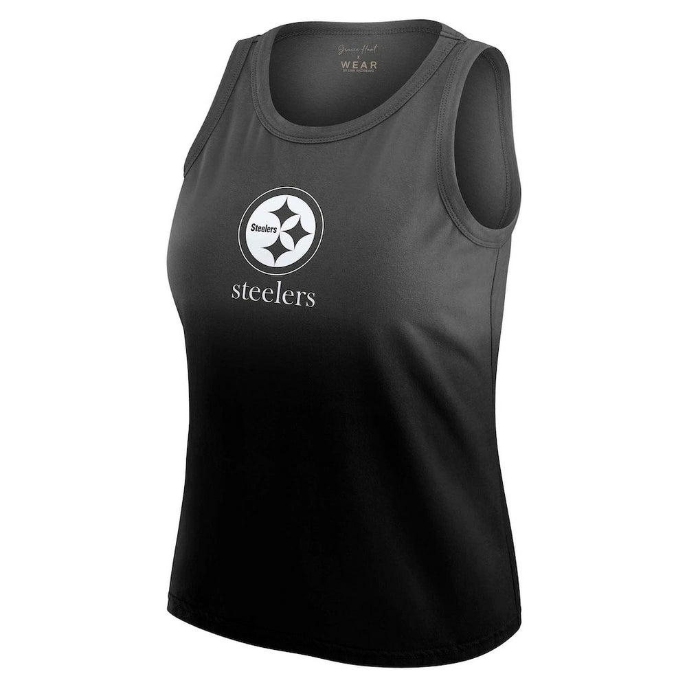 Pittsburgh Steelers WEAR by Erin Andrews x Gracie Hunt Women's Ombre Tank Top Black | NFL