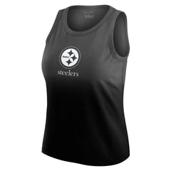 Pittsburgh Steelers WEAR by Erin Andrews x Gracie Hunt Women's Ombre Tank Top Black | NFL