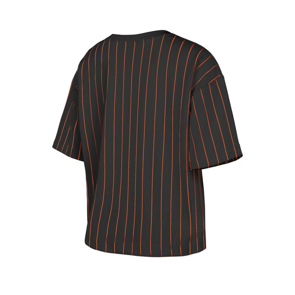 Baltimore Orioles New Era Women's Cooperstown Collection Multiplier Pinstripe Cropped T-Shirt - MLB