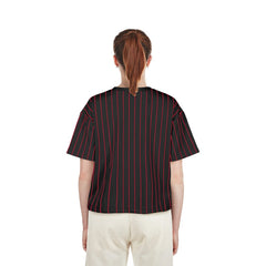 Cincinnati Reds New Era Women's Cooperstown Collection Multiplier Pinstripe Cropped T-Shirt - MLB
