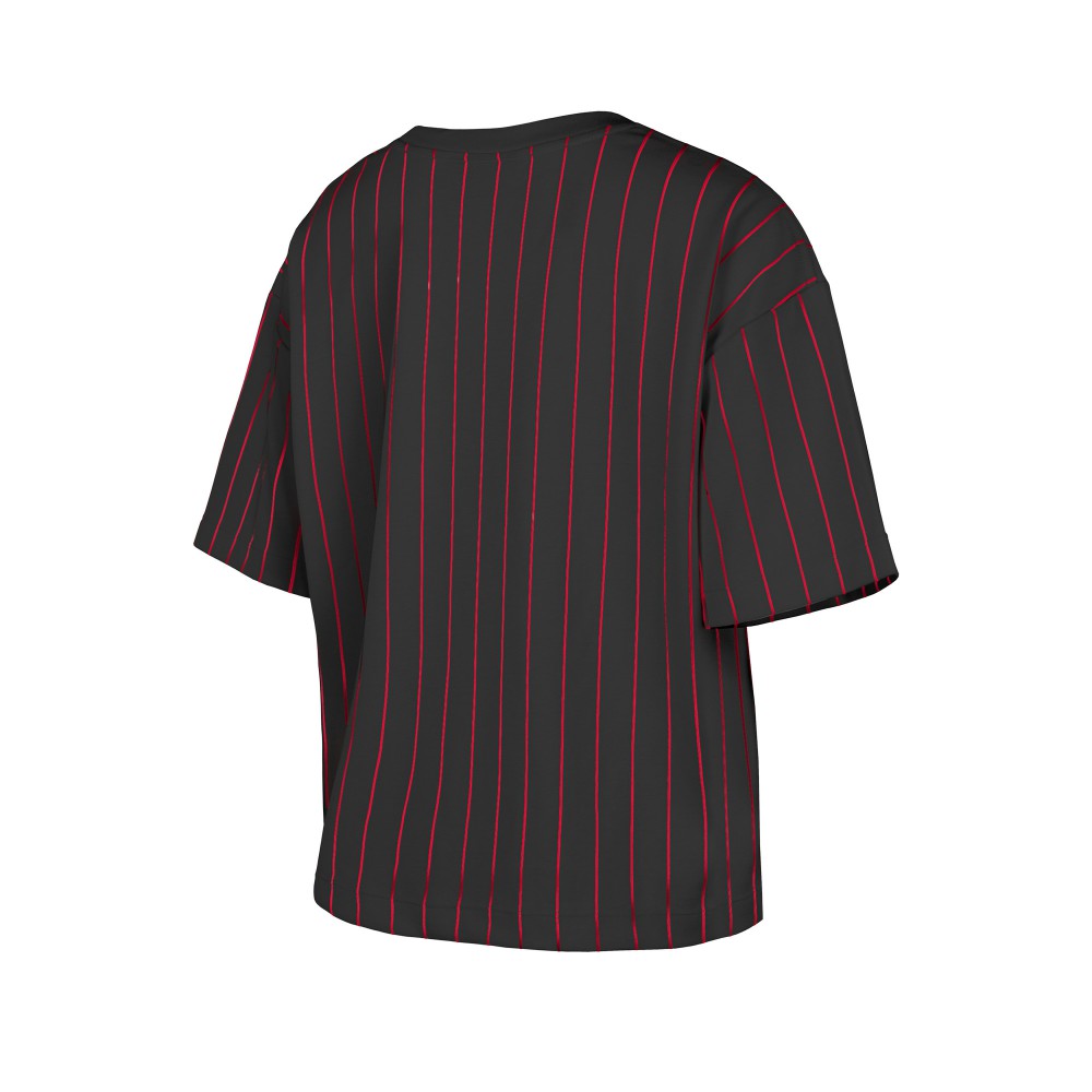 Cincinnati Reds New Era Women's Cooperstown Collection Multiplier Pinstripe Cropped T-Shirt - MLB