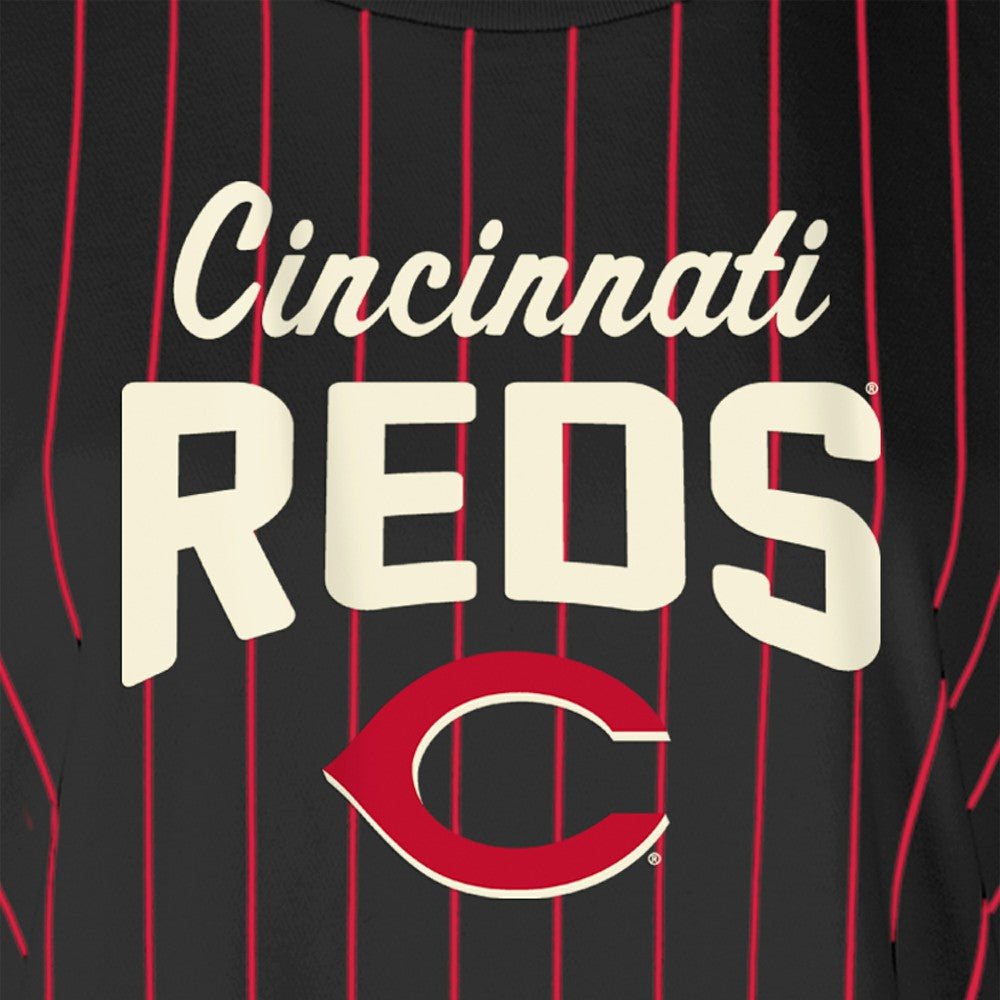 Cincinnati Reds New Era Women's Cooperstown Collection Multiplier Pinstripe Cropped T-Shirt - MLB