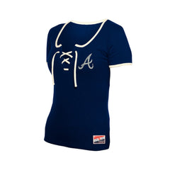 Atlanta Braves New Era Women's Throwback Lace Up T-Shirt - MLB