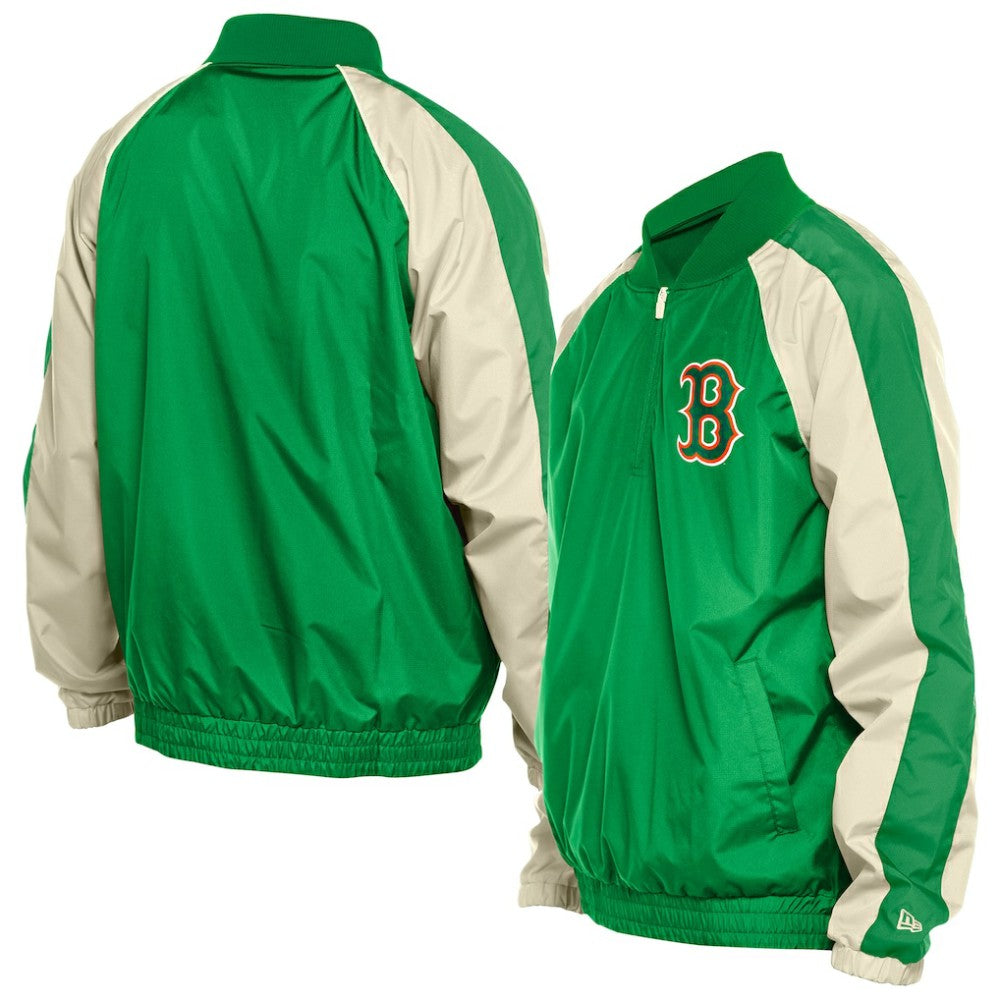 Boston Red Sox New Era St. Patrick's Day Ripstop Raglan Quarter-Zip Windbreaker - MLB