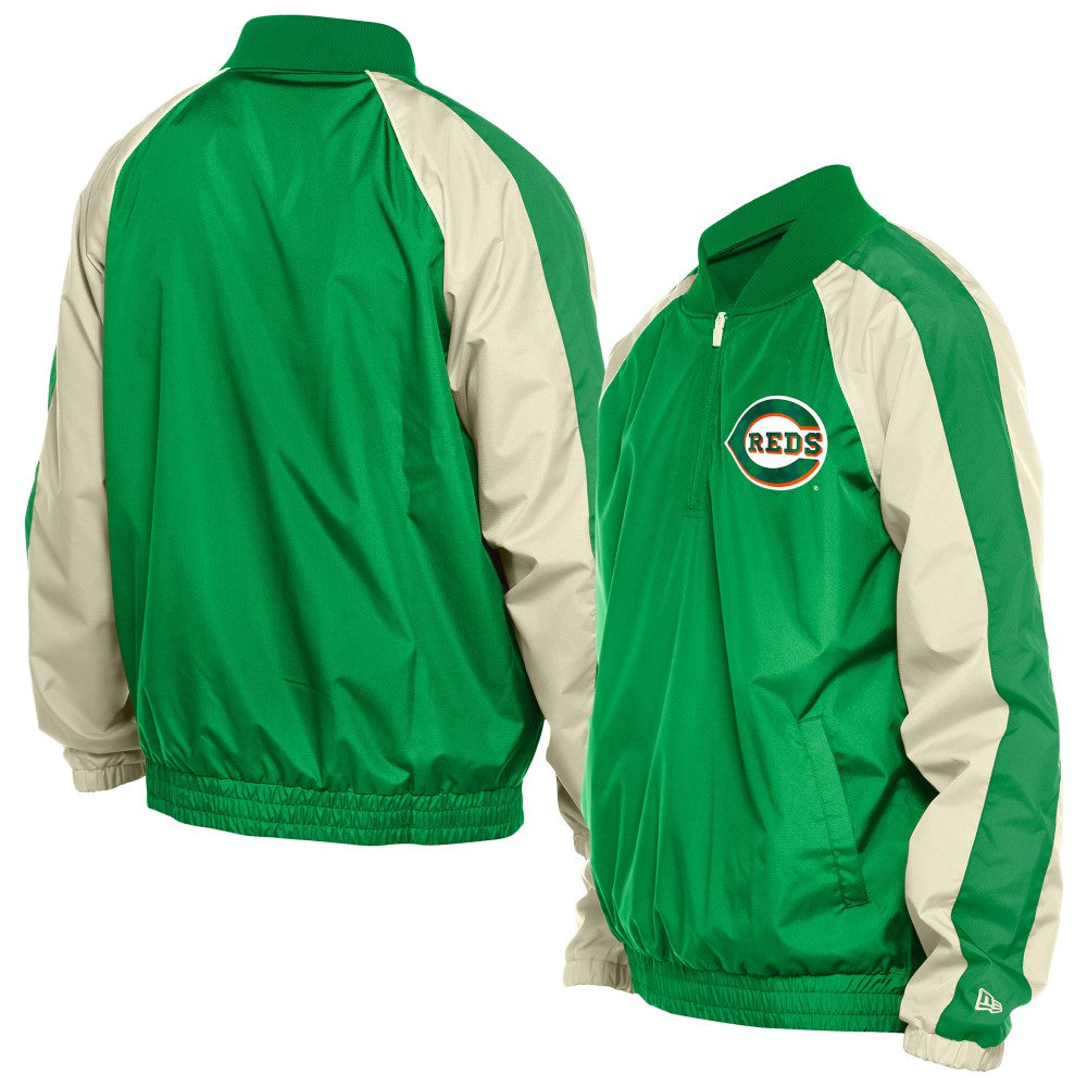 Cincinnati Reds New Era St. Patrick's Day Ripstop Raglan Quarter-Zip Windbreaker - MLB