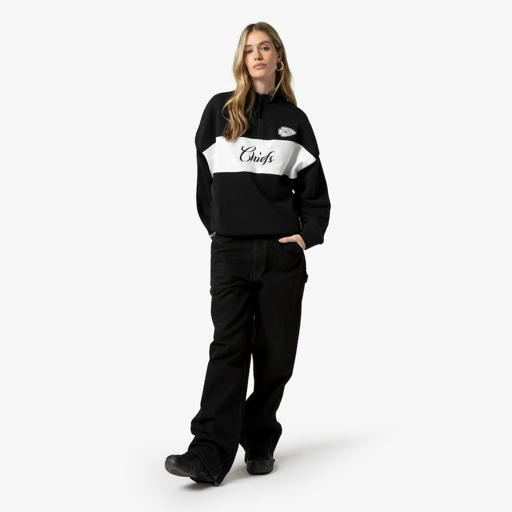 Kansas City Chiefs Women's Quarter-Zip Jacket Black | Mitchell & Ness