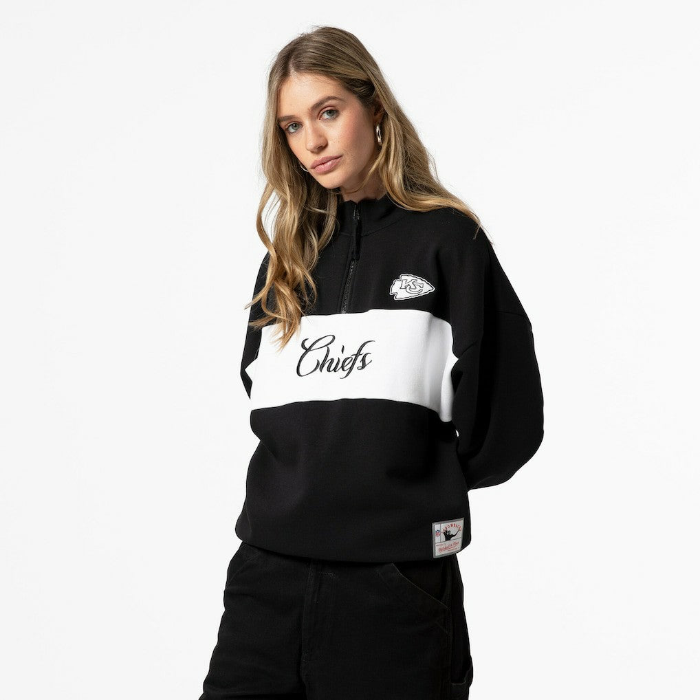 Kansas City Chiefs Women's Quarter-Zip Jacket Black | Mitchell & Ness