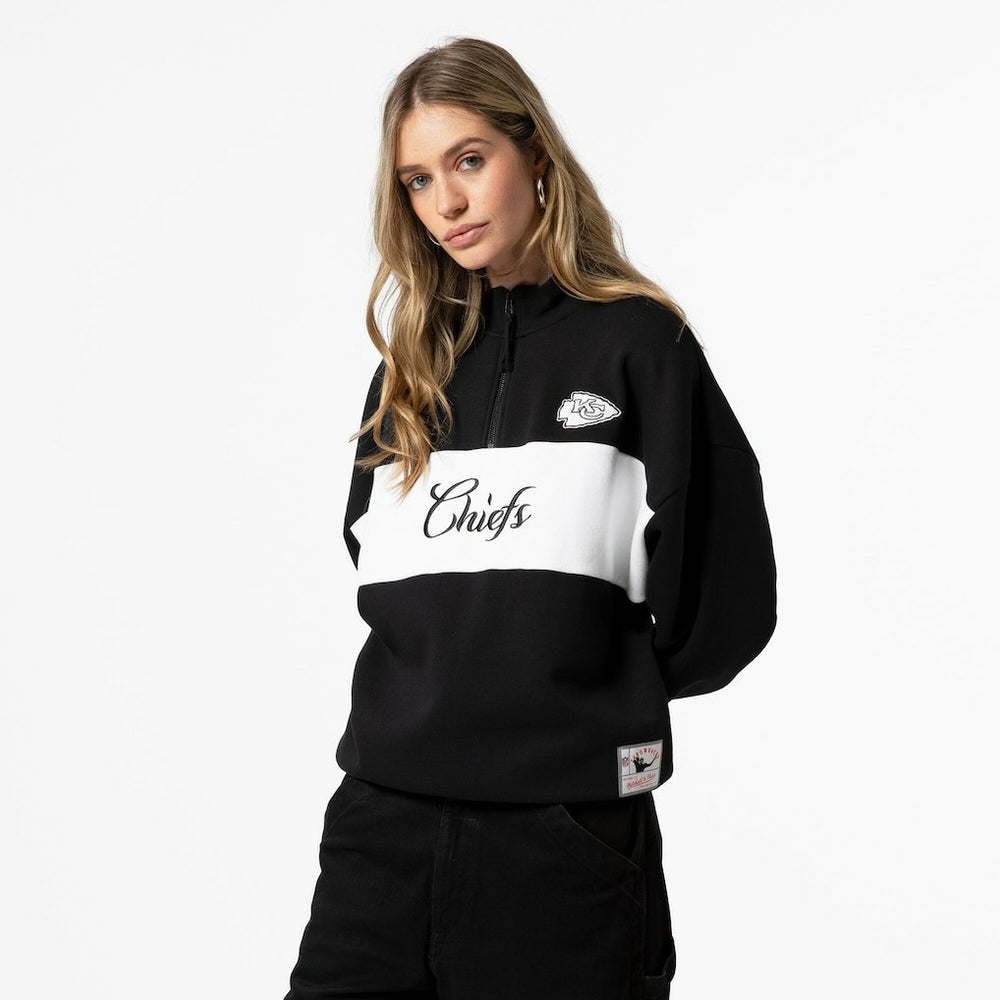 Kansas City Chiefs Women's Quarter-Zip Jacket Black | Mitchell & Ness