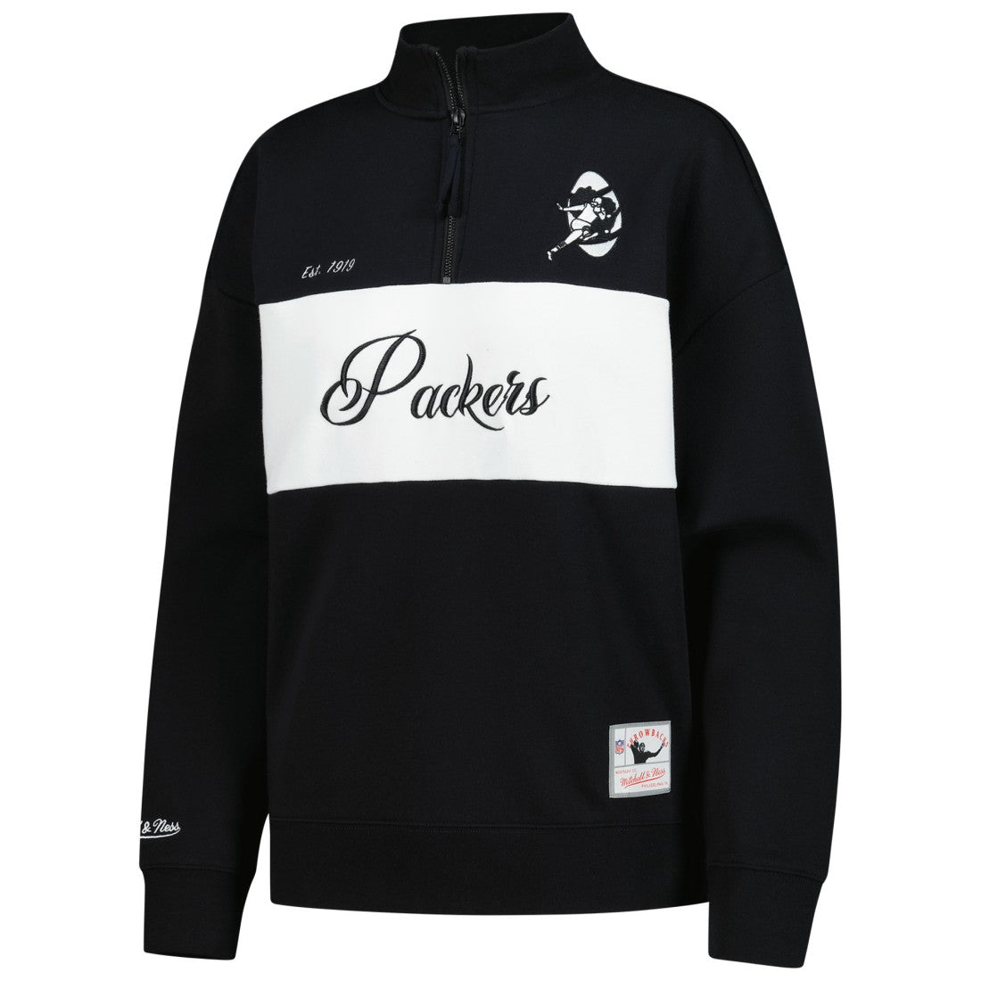 Green Bay Packers Women's Quarter-Zip Jacket Black | Mitchell & Ness