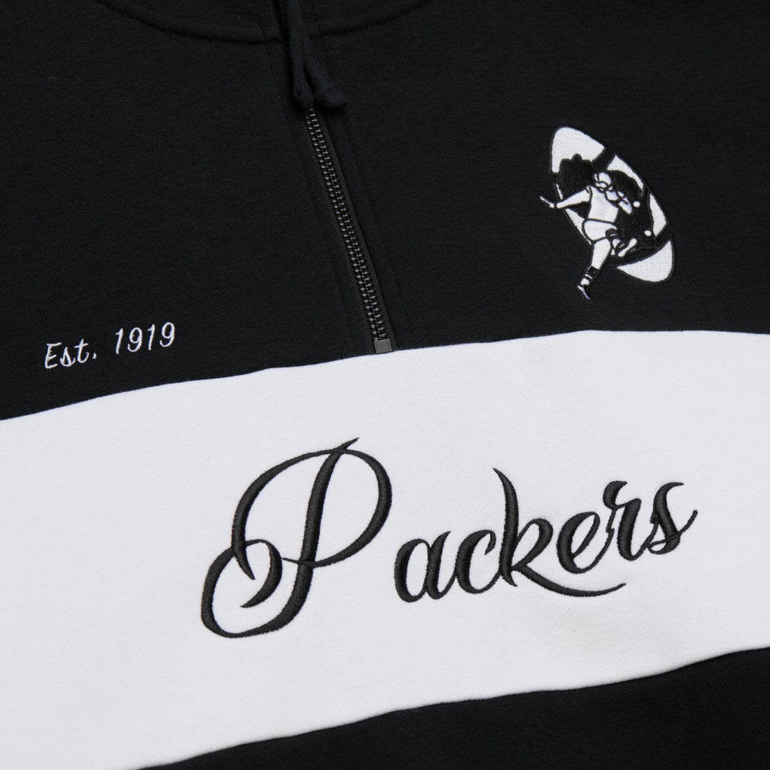 Green Bay Packers Women's Quarter-Zip Jacket Black | Mitchell & Ness