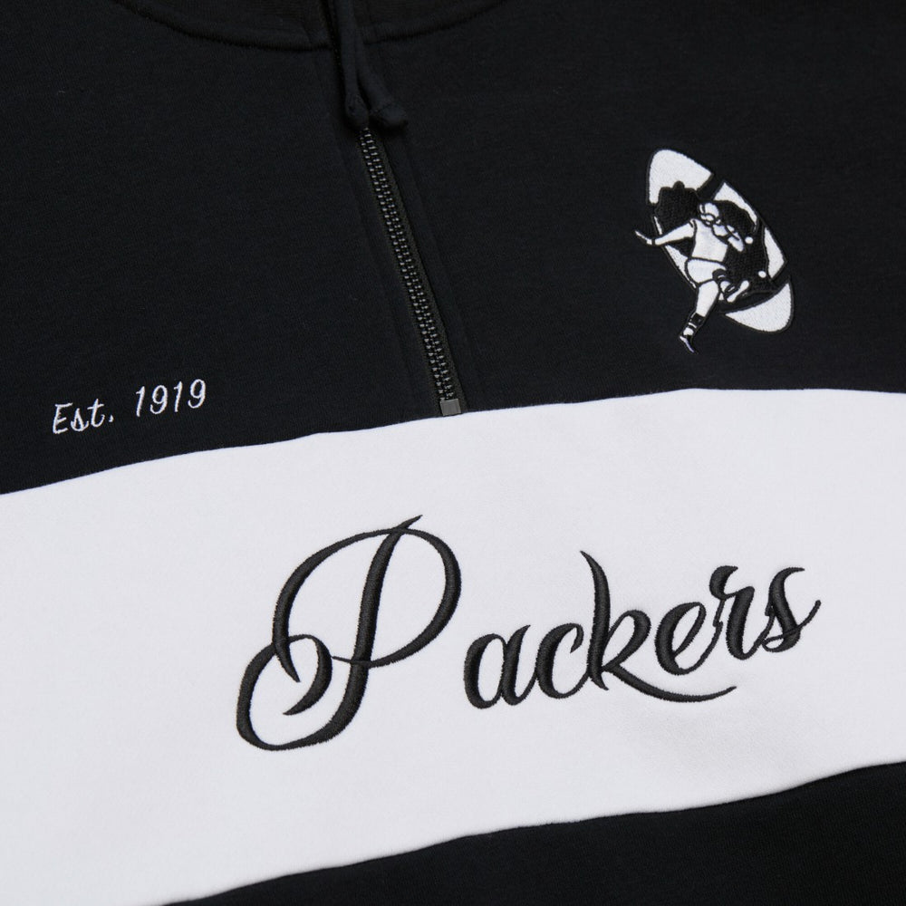 Green Bay Packers Women's Quarter-Zip Jacket Black | Mitchell & Ness