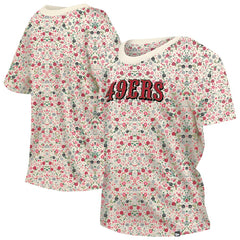 San Francisco 49ers New Era Women's Glam Game Floral Scoop Neck T-Shirt Cream | NFL