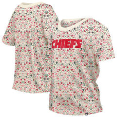 Kansas City Chiefs New Era Women's Glam Game Floral Scoop Neck T-Shirt Cream | NFL