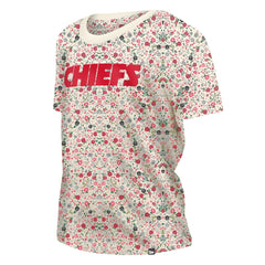 Kansas City Chiefs New Era Women's Glam Game Floral Scoop Neck T-Shirt Cream | NFL