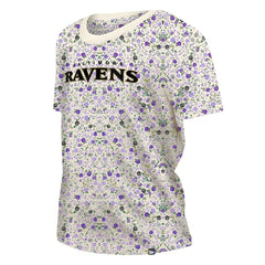 Baltimore Ravens New Era Women's Glam Game Floral Scoop Neck T-Shirt Cream | NFL