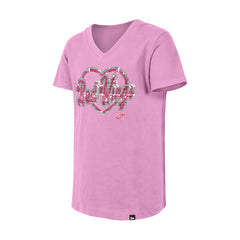 Detroit Red Wings New Era Girl's Youth Flip Sequin V-Neck T-Shirt - Pink - NHL