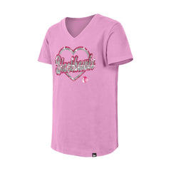 Chicago Blackhawks New Era Girl's Youth Flip Sequin V-Neck T-Shirt - Pink - NHL