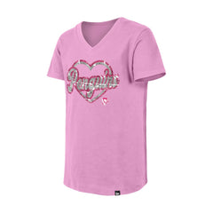 Pittsburgh Penguins New Era Girl's Youth Flip Sequin V-Neck T-Shirt - Pink - NHL