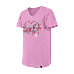 Toronto Maple Leafs New Era Girl's Youth Flip Sequin V-Neck T-Shirt - Pink - NHL