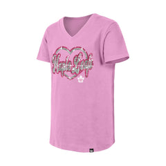 Toronto Maple Leafs New Era Girl's Youth Flip Sequin V-Neck T-Shirt - Pink - NHL
