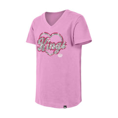 Los Angeles Kings New Era Girl's Youth Flip Sequin V-Neck T-Shirt - Pink - NHL