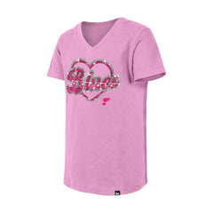 St. Louis Blues New Era Girl's Youth Flip Sequin V-Neck T-Shirt - Pink - NHL