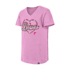 St. Louis Blues New Era Girl's Youth Flip Sequin V-Neck T-Shirt - Pink - NHL