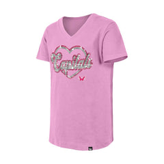 Washington Capitals New Era Girl's Youth Flip Sequin V-Neck T-Shirt - Pink - NHL