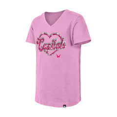 Washington Capitals New Era Girl's Youth Flip Sequin V-Neck T-Shirt - Pink - NHL