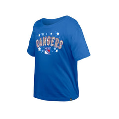 New York Rangers New Era Girl's Youth Flip Sequin T-Shirt - Blue - NHL