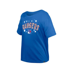New York Rangers New Era Girl's Youth Flip Sequin T-Shirt - Blue - NHL