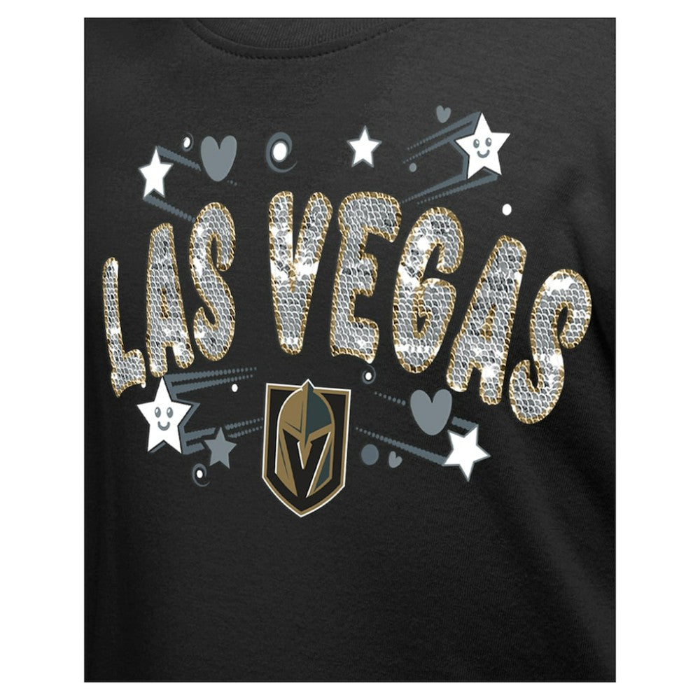 Vegas Golden Knights New Era Girl's Youth Flip Sequin T-Shirt - Black - NHL