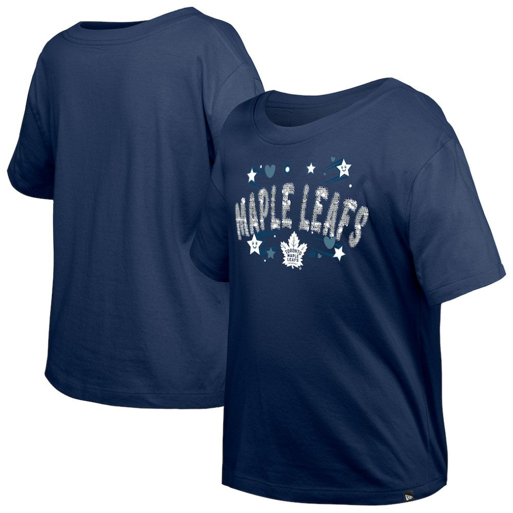 Toronto Maple Leafs New Era Girl's Youth Flip Sequin T-Shirt - Navy - NHL