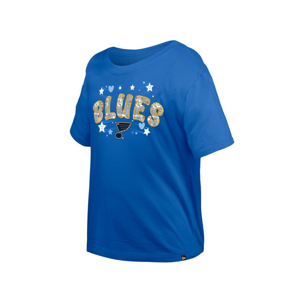 St. Louis Blues New Era Girl's Youth Flip Sequin T-Shirt - Blue - NHL