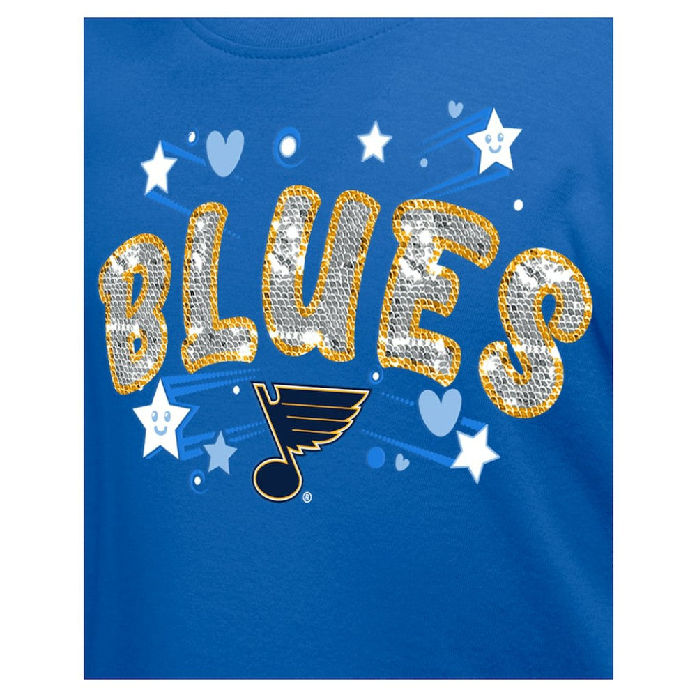 St. Louis Blues New Era Girl's Youth Flip Sequin T-Shirt - Blue - NHL