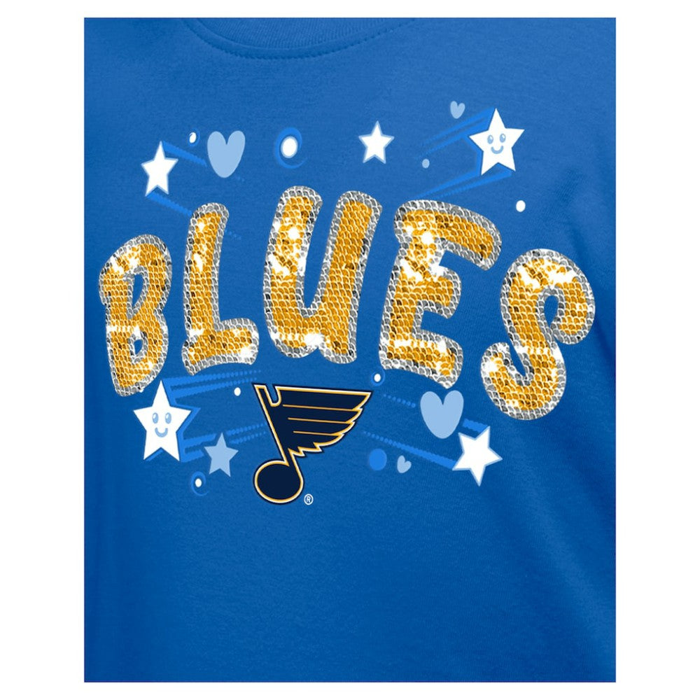 St. Louis Blues New Era Girl's Youth Flip Sequin T-Shirt - Blue - NHL