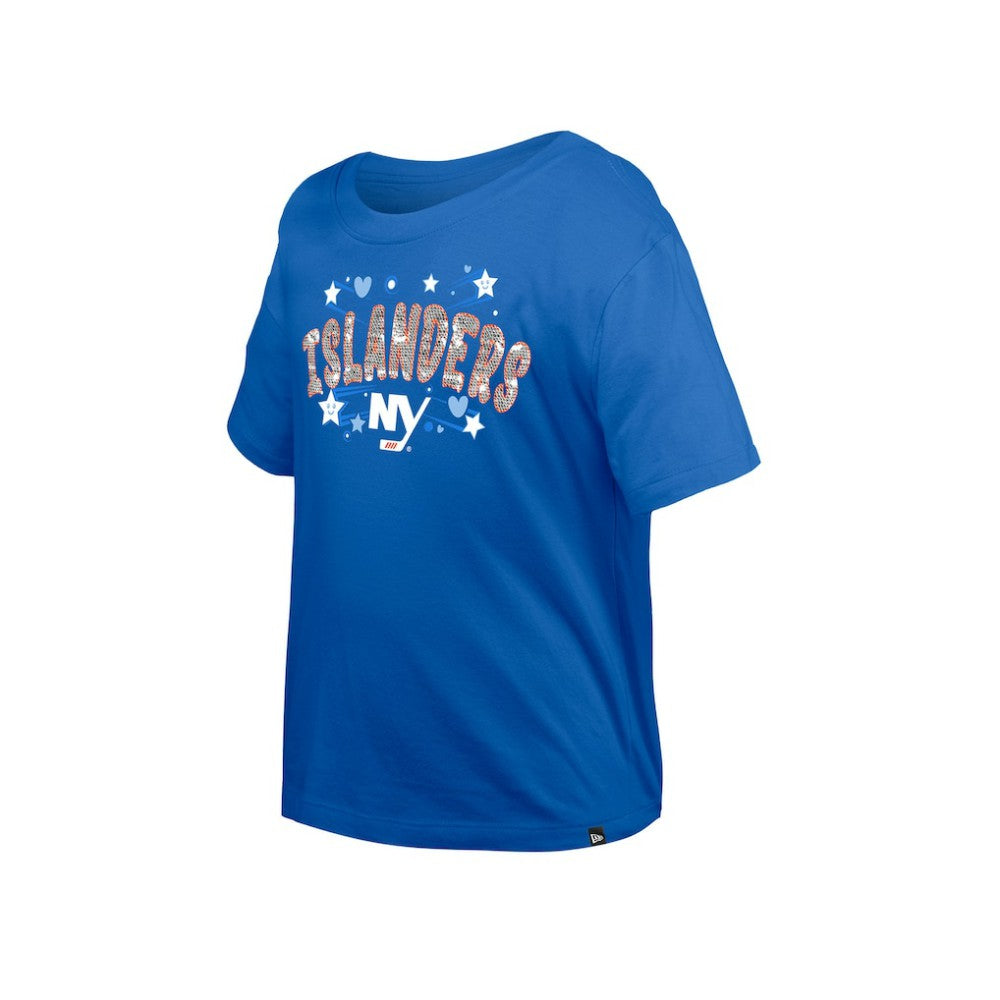 New York Islanders New Era Girl's Youth Flip Sequin T-Shirt - Blue - NHL