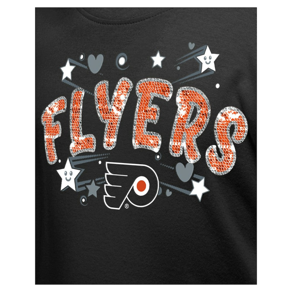 Philadelphia Flyers New Era Girl's Youth Flip Sequin T-Shirt - Black - NHL