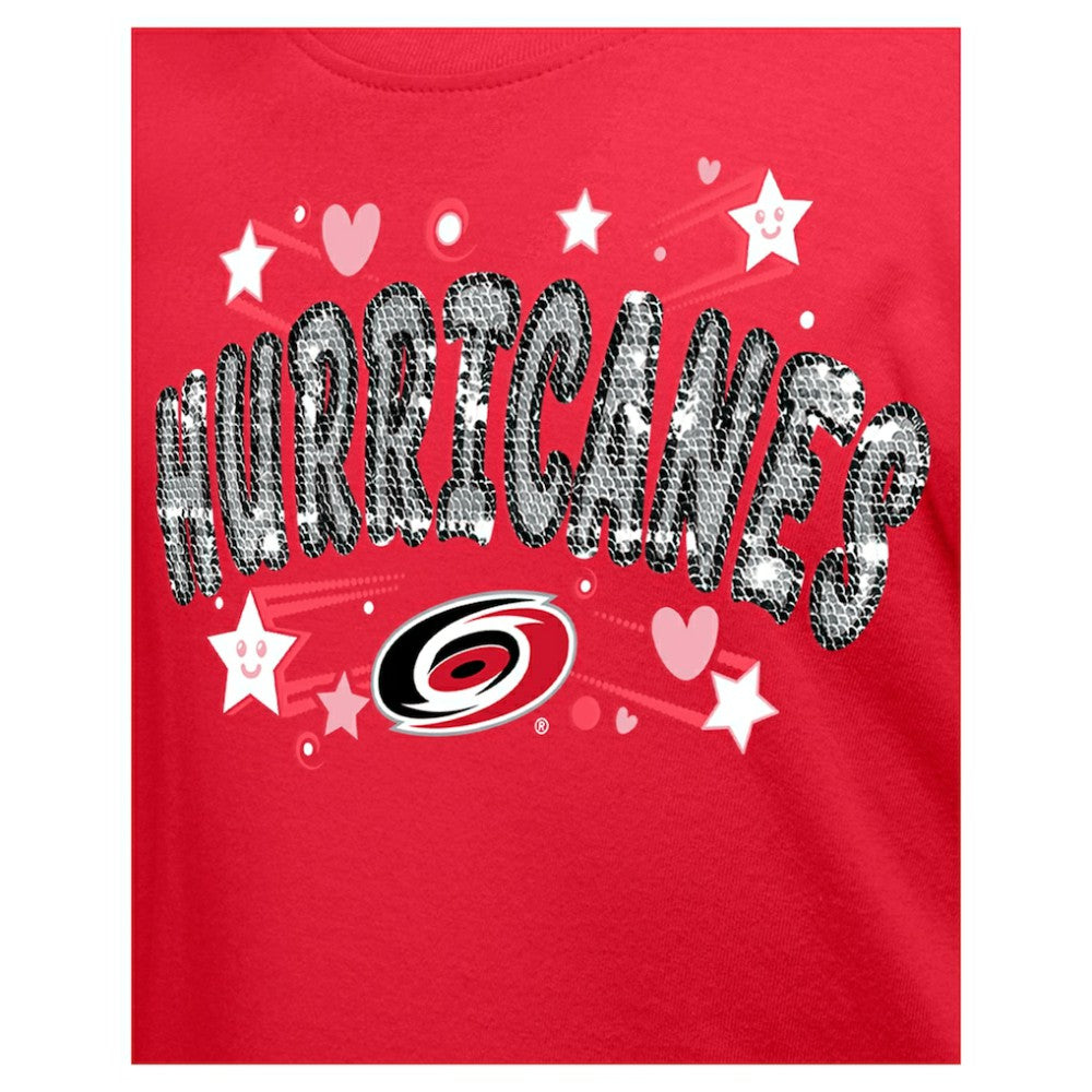 Carolina Hurricanes New Era Girl's Youth Flip Sequin T-Shirt - Red - NHL