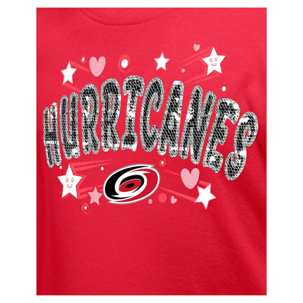 Carolina Hurricanes New Era Girl's Youth Flip Sequin T-Shirt - Red - NHL