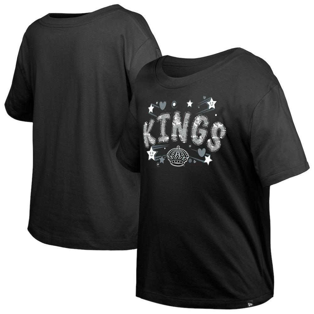 Los Angeles Kings New Era Girl's Youth Flip Sequin T-Shirt - Black - NHL