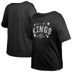 Los Angeles Kings New Era Girl's Youth Flip Sequin T-Shirt - Black - NHL