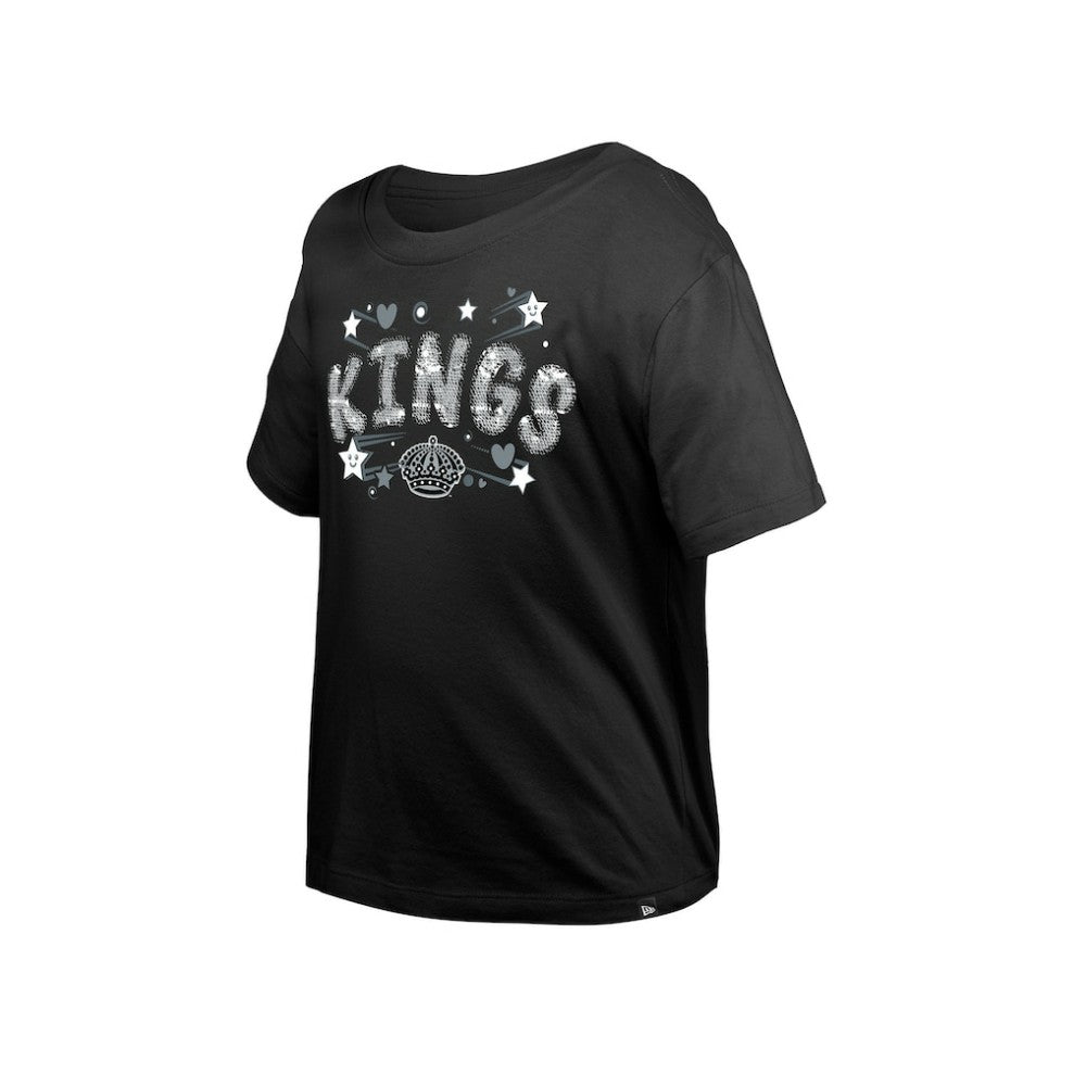 Los Angeles Kings New Era Girl's Youth Flip Sequin T-Shirt - Black - NHL