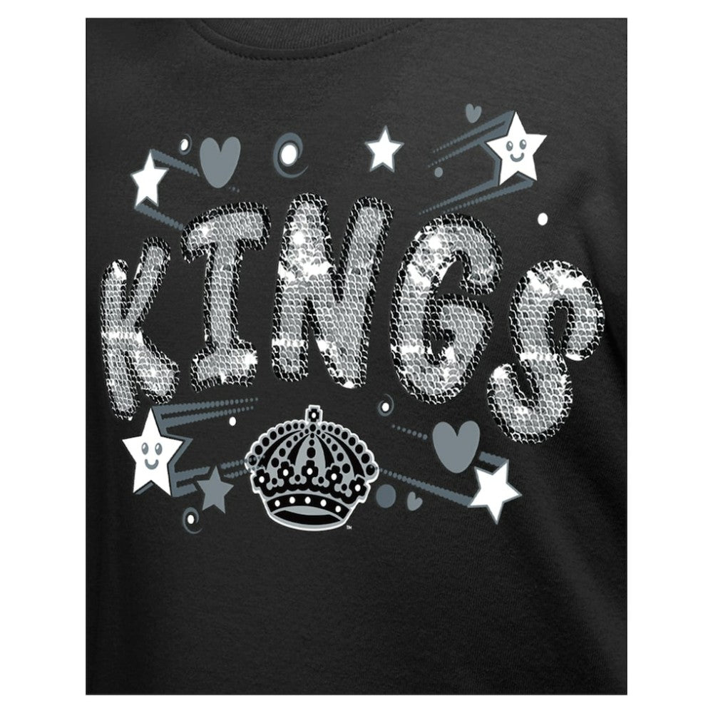 Los Angeles Kings New Era Girl's Youth Flip Sequin T-Shirt - Black - NHL