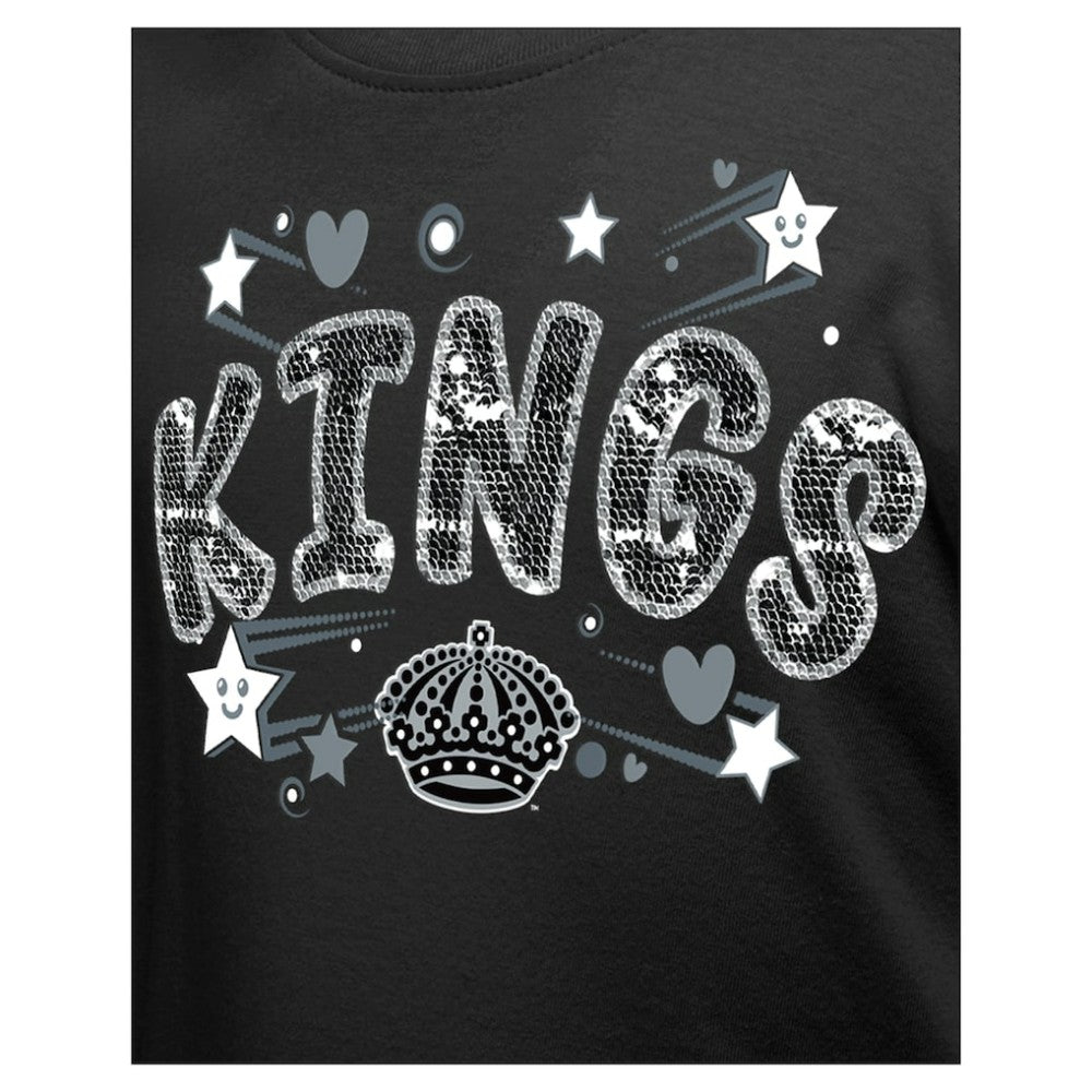 Los Angeles Kings New Era Girl's Youth Flip Sequin T-Shirt - Black - NHL