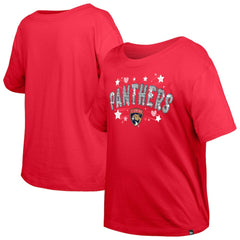 Florida Panthers New Era Girl's Youth Flip Sequin T-Shirt - Red - NHL